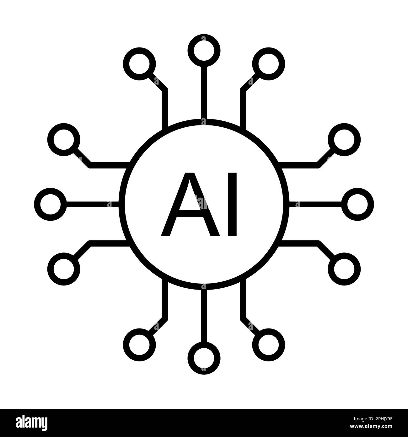 Intelligence artificielle puce ai vecteur icône symbole pour le design graphique, logo, site Web, médias sociaux, application mobile, illustration d'interface utilisateur Illustration de Vecteur