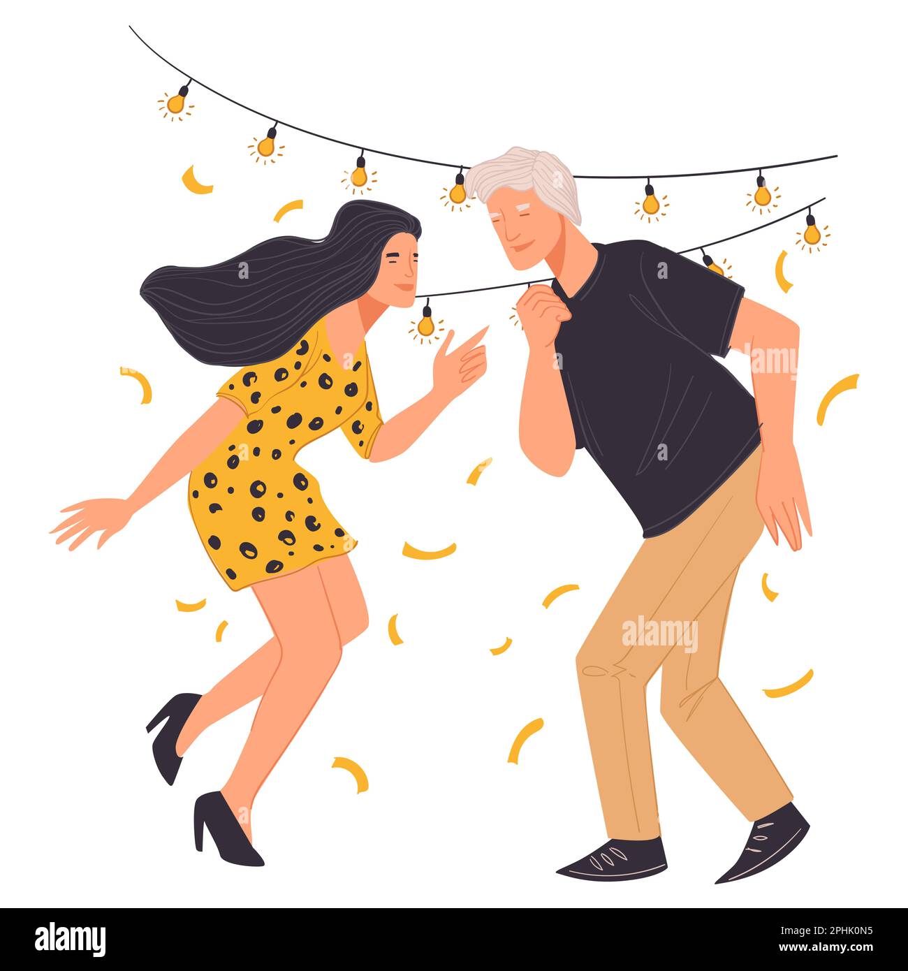 Les gens dansent et fêtent ensemble leurs vacances Illustration de Vecteur