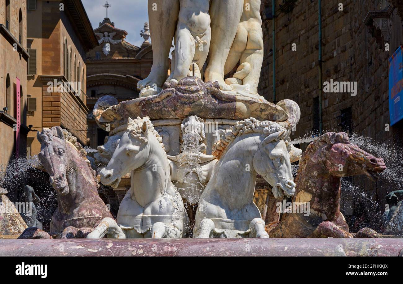 Fontaine de Neptune à la Piazza della Signoria, Florence Banque D'Images