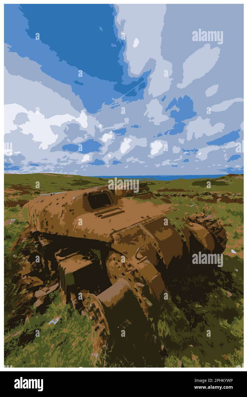 Poster rétro nostalgique du Peak District National Park, Angleterre, Royaume-Uni dans le style de Work Projects Administration. Illustration de Vecteur