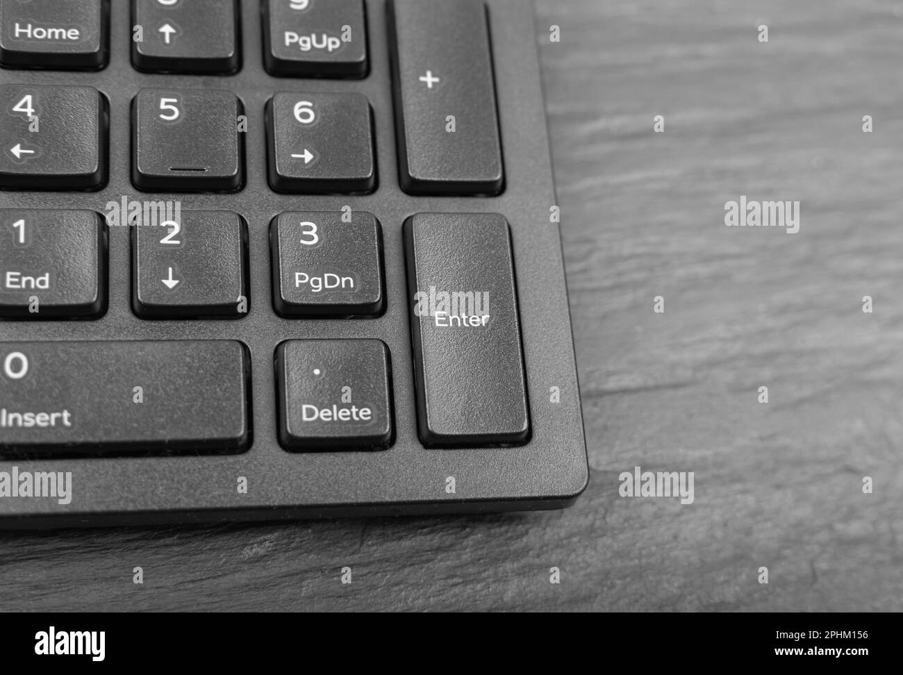 Gros plan sur les touches noires du clavier. Capture macro des touches  entrée et PgDn du clavier, touche de raccourci pc, touche de raccourci  photo Photo Stock - Alamy