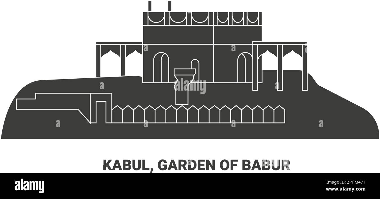 Afghanistan, Kaboul, jardin de Babur, illustration vectorielle de voyage Illustration de Vecteur
