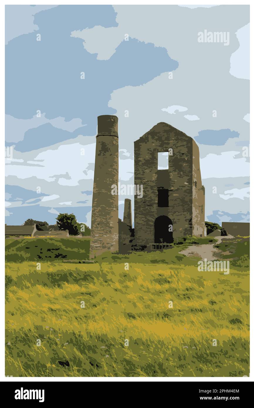 Poster rétro nostalgique du Peak District National Park, Angleterre, Royaume-Uni dans le style de Work Projects Administration. Illustration de Vecteur