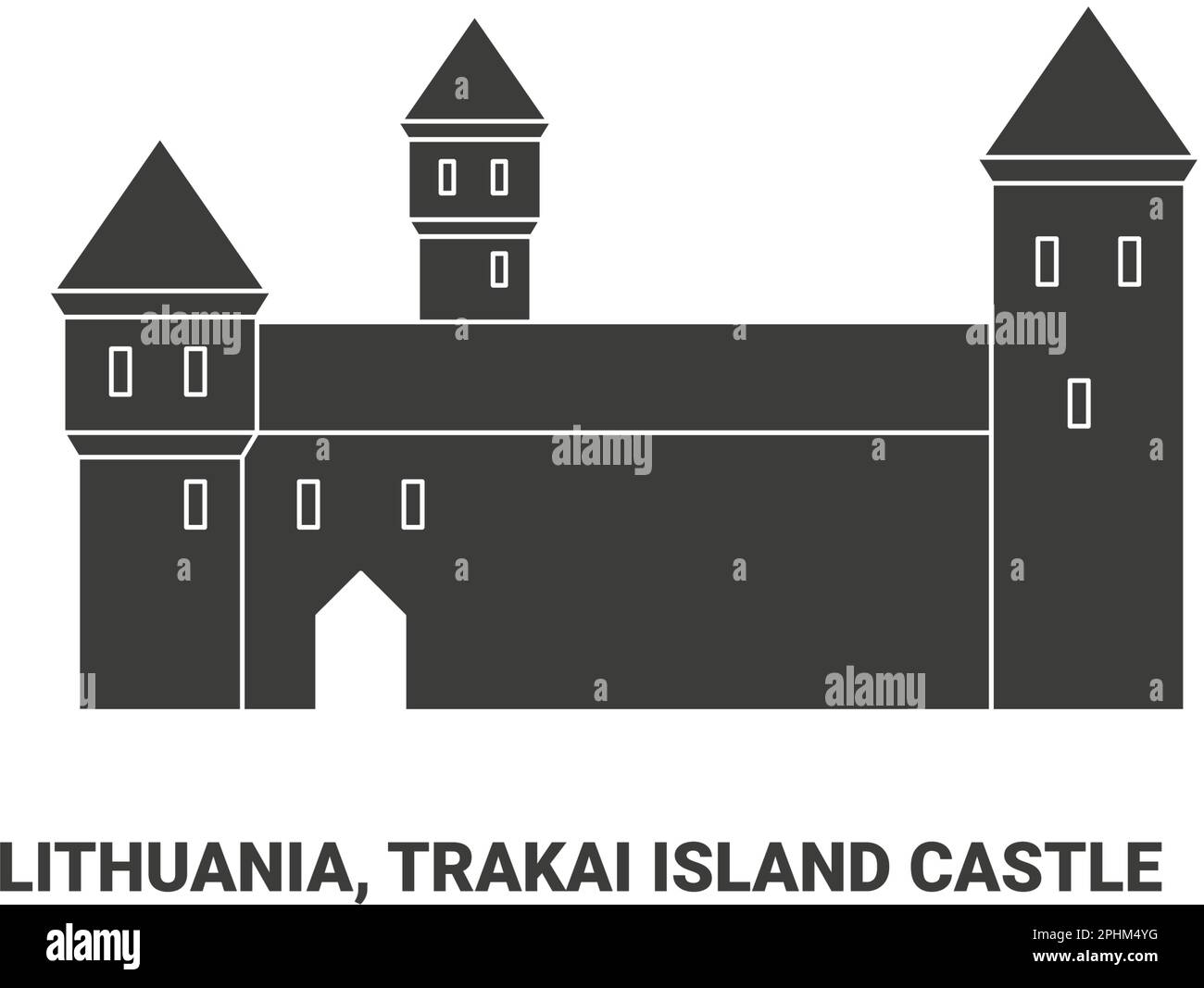 Lituanie, Château de l'île Trakai, illustration vectorielle de voyage Illustration de Vecteur