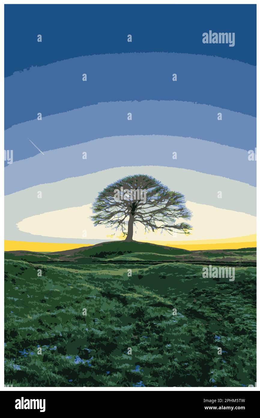 Poster rétro nostalgique du Peak District National Park, Angleterre, Royaume-Uni dans le style de Work Projects Administration. Illustration de Vecteur