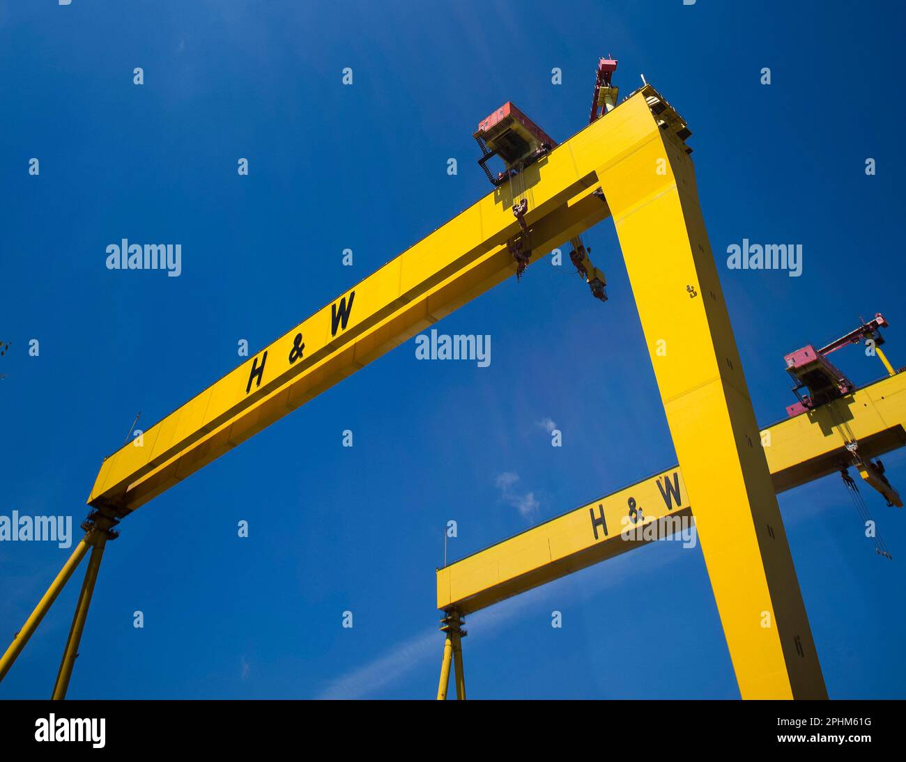 Samson et Goliath à Harland et Wolf, chantier naval de Belfast, Irlande du Nord Banque D'Images