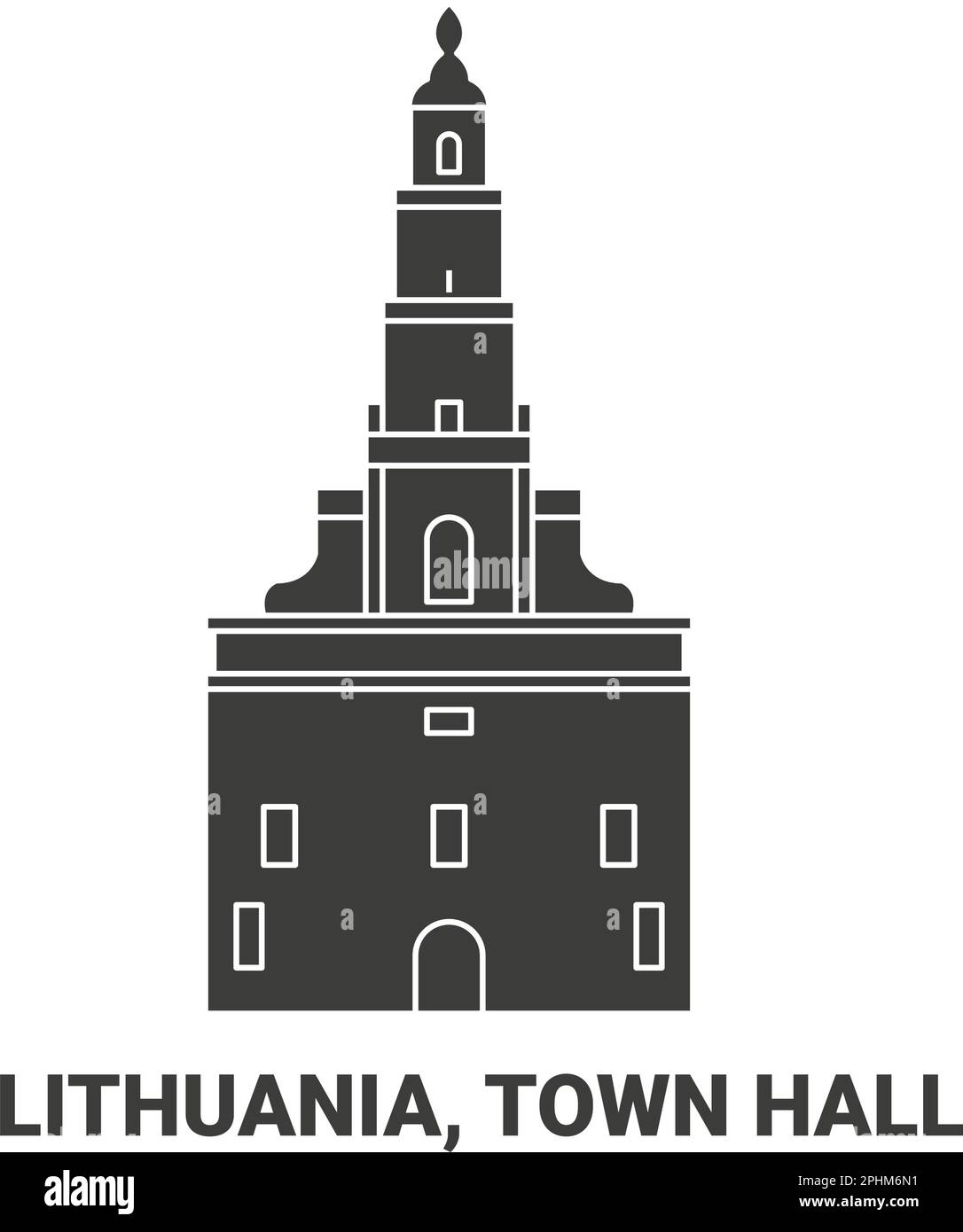 Lituanie, hôtel de ville, illustration vectorielle de voyage Illustration de Vecteur