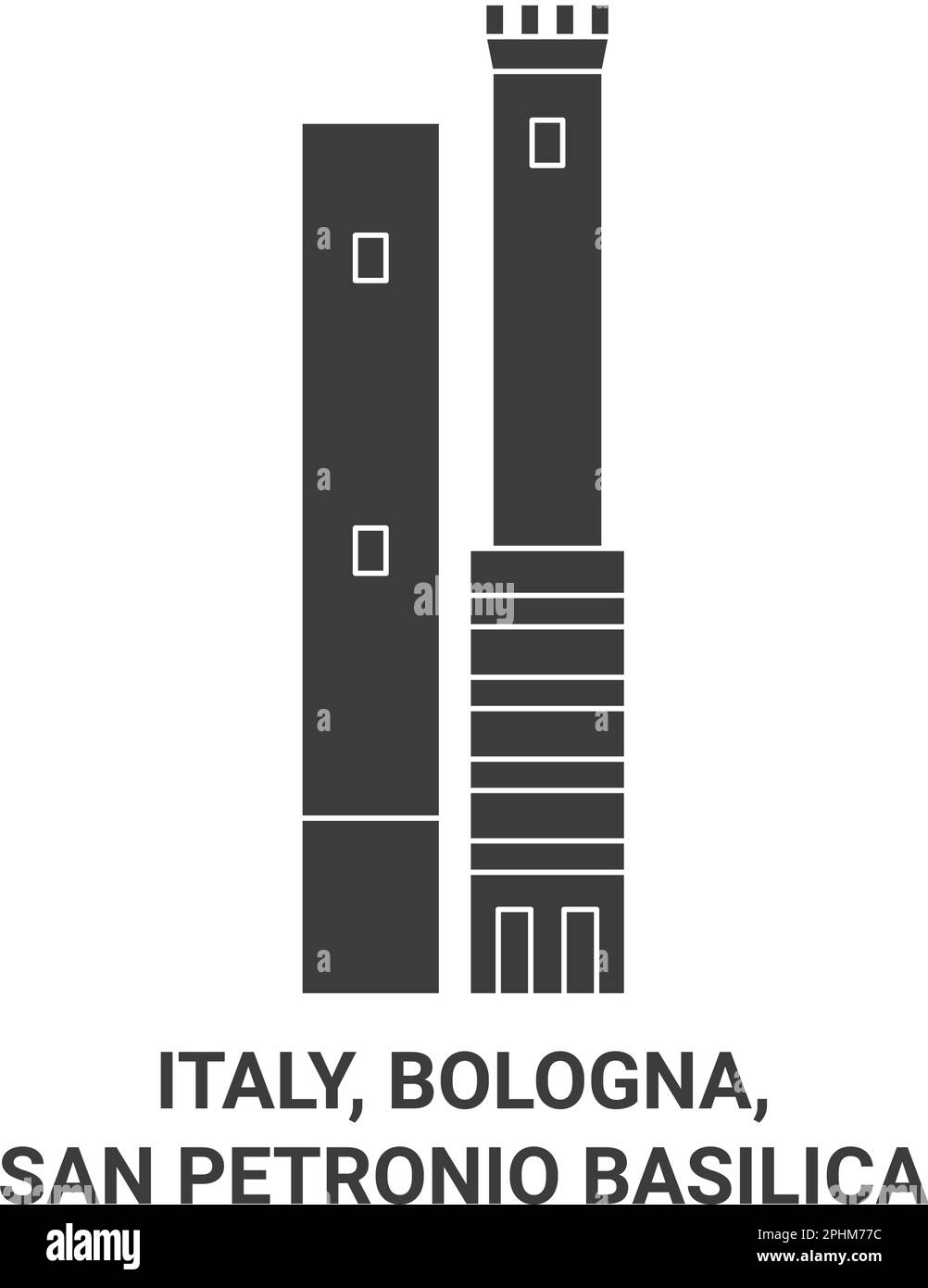Italie, Bologne, Basilique San Petronio, illustration vectorielle de voyage Illustration de Vecteur