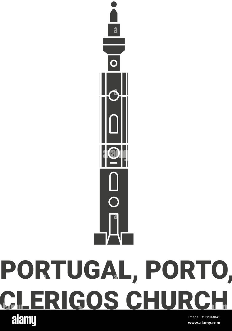 Portugal, Porto, l'église de Clerigos voyage illustration vectorielle Illustration de Vecteur