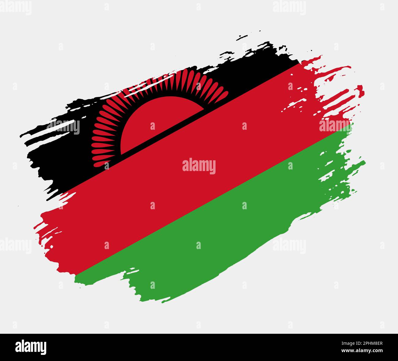 Grunge artistique drapeau de pinceau du Malawi isolé sur fond blanc. Texture élégante du drapeau national Illustration de Vecteur