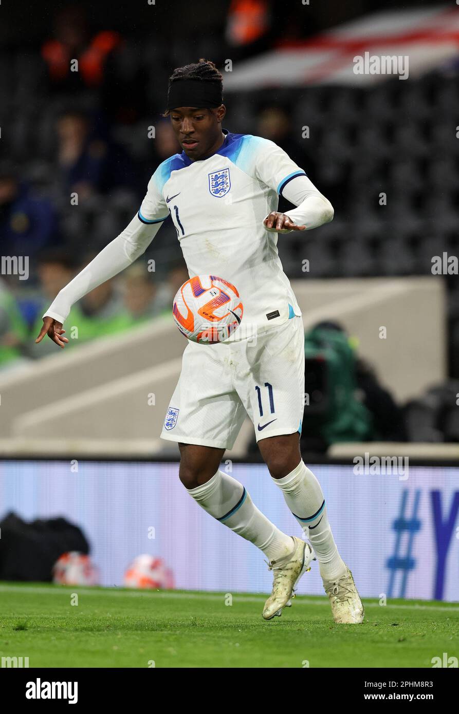 Londres, Royaume-Uni. 28th mars 2023. Noni Madueke d'Angleterre lors du match international de l'UEFA Under21 à Craven Cottage, Londres. Le crédit photo devrait se lire: David Klein/Sportimage crédit: Sportimage/Alay Live News Banque D'Images