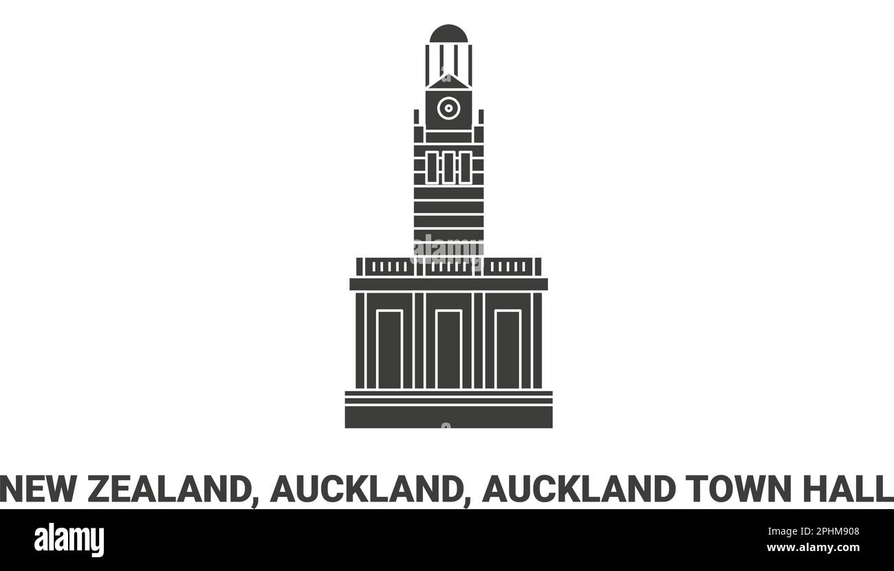 Nouvelle-Zélande, Auckland, hôtel de ville d'Auckland, illustration vectorielle de voyage Illustration de Vecteur