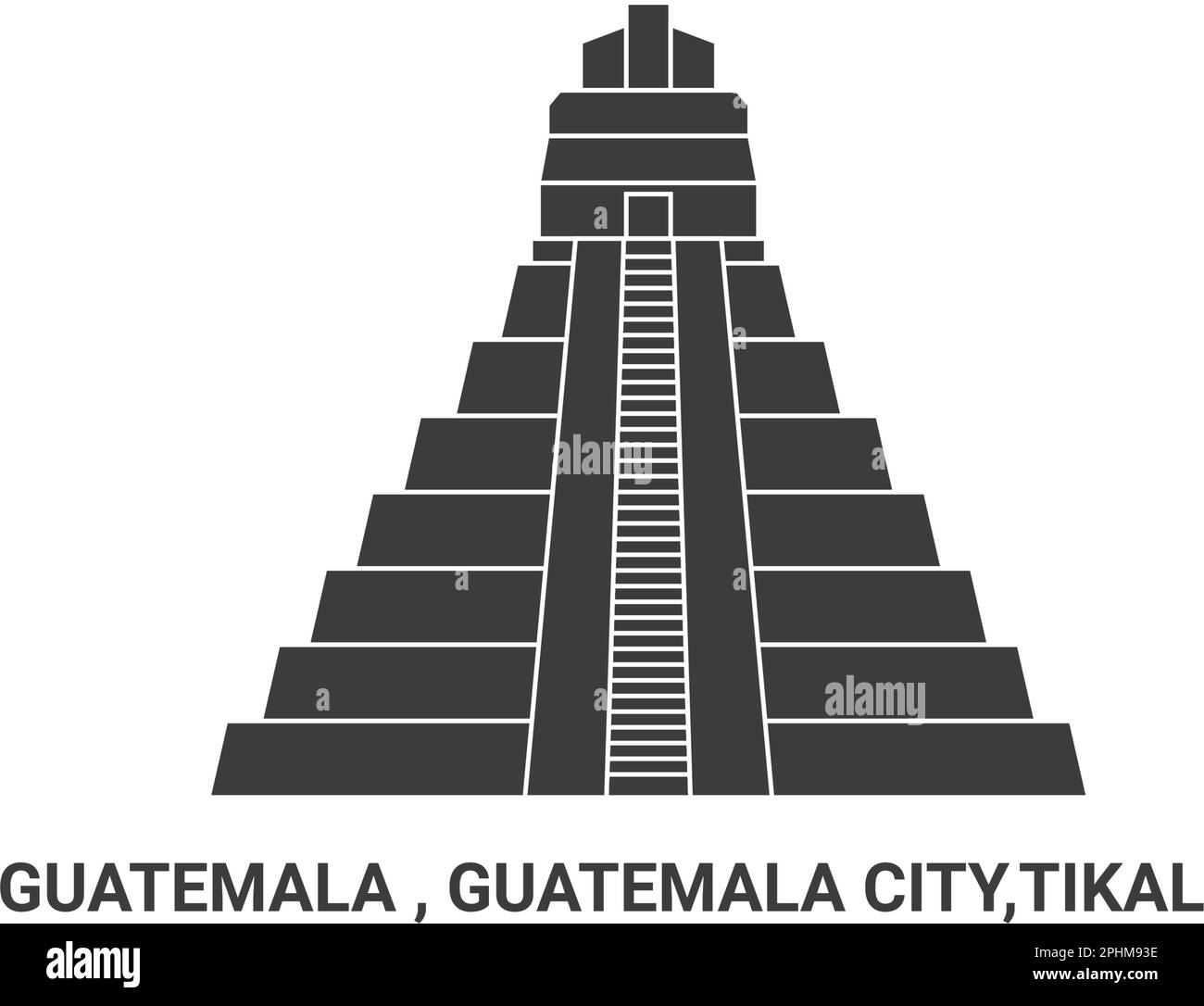 Guatemala , Guatemala City,Tikal, illustration du vecteur de repère de voyage Illustration de Vecteur
