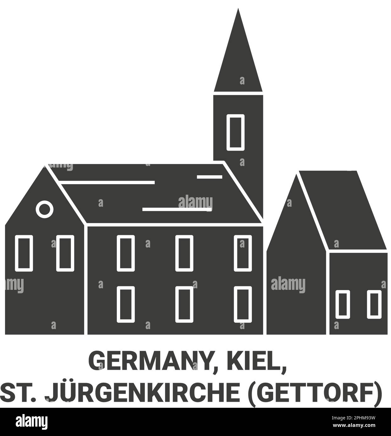 Allemagne, Kiel, St. Illustration du vecteur de repère de voyage Jurgenkirche Gettorf Illustration de Vecteur