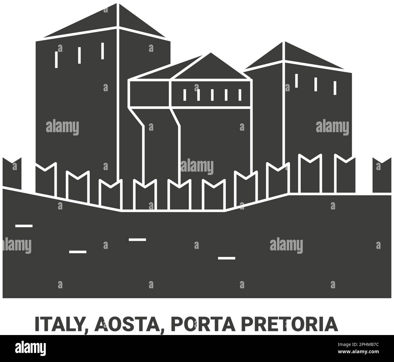Italie, Aoste, Porta Pretoria voyage illustration vectorielle Illustration de Vecteur