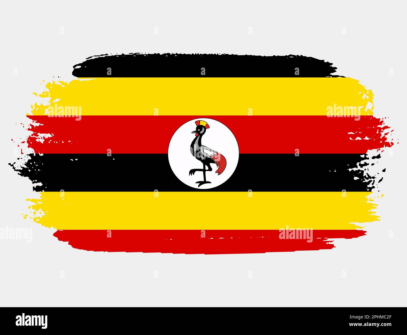 Grunge artistique drapeau brush de l'Ouganda isolé sur fond blanc. Texture élégante du drapeau national Illustration de Vecteur