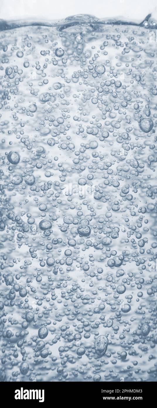 Gel cosmétique oxygène. Photo macro. Bruit de fond avec bulles d'oxygène Banque D'Images
