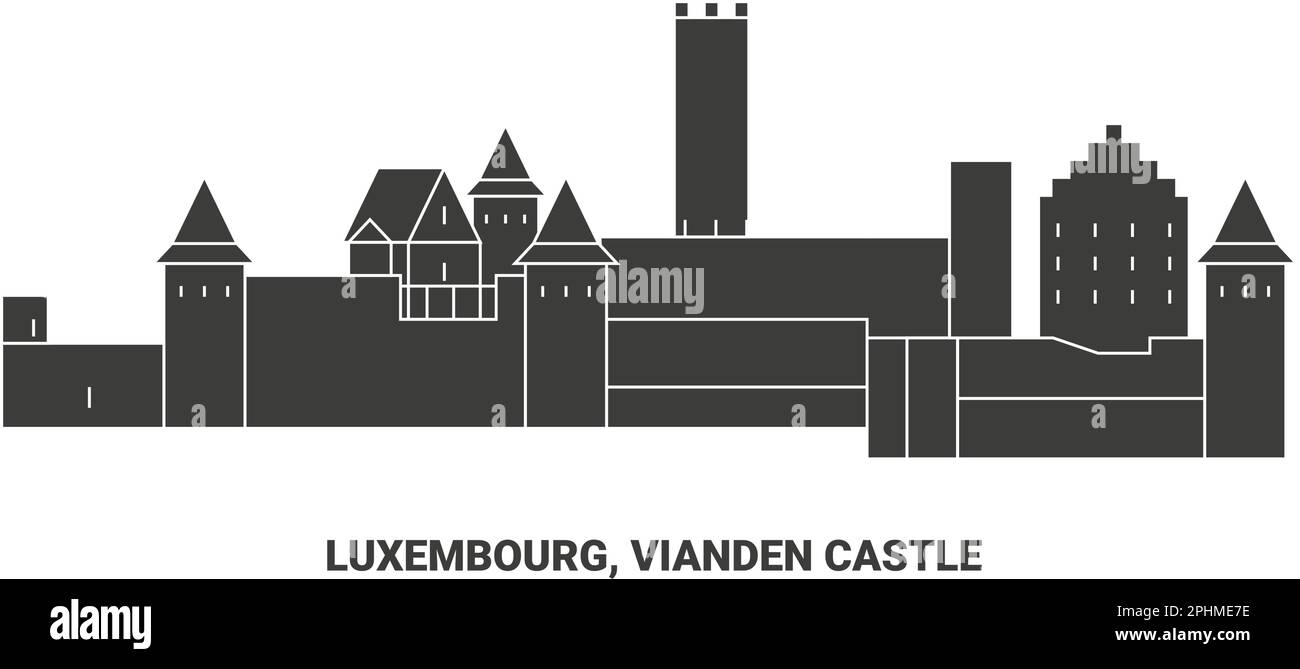 Luxembourg, Château de Vianden, illustration vectorielle de voyage Illustration de Vecteur