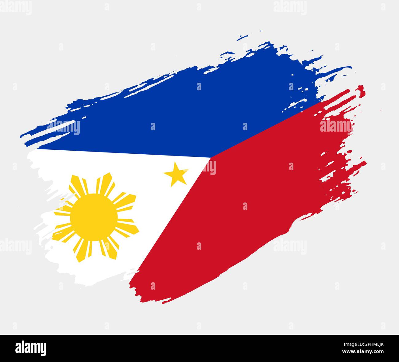 Grunge artistique drapeau de pinceau des Philippines isolé sur fond blanc. Texture élégante du drapeau national Illustration de Vecteur