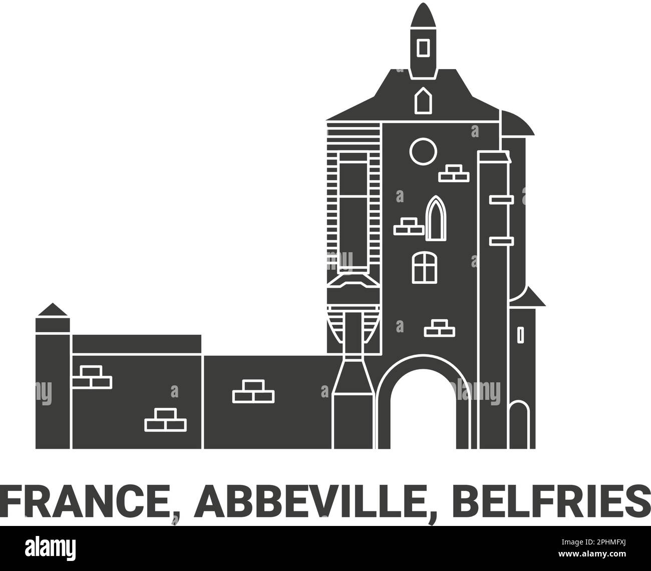 France, Abbeville, Belfry voyage illustration vectorielle Illustration de Vecteur
