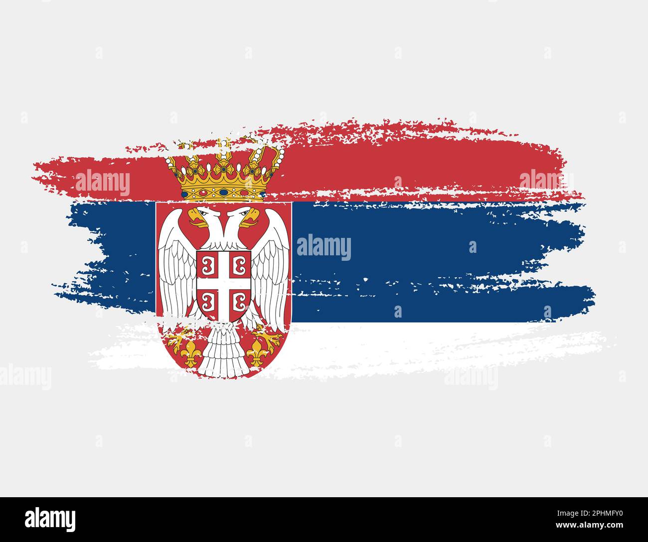 Grunge artistique drapeau de la Serbie isolé sur fond blanc. Texture élégante du drapeau national Illustration de Vecteur