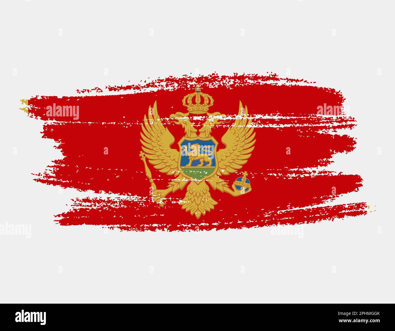 Grunge artistique drapeau brush du Monténégro isolé sur fond blanc. Texture élégante du drapeau national Illustration de Vecteur