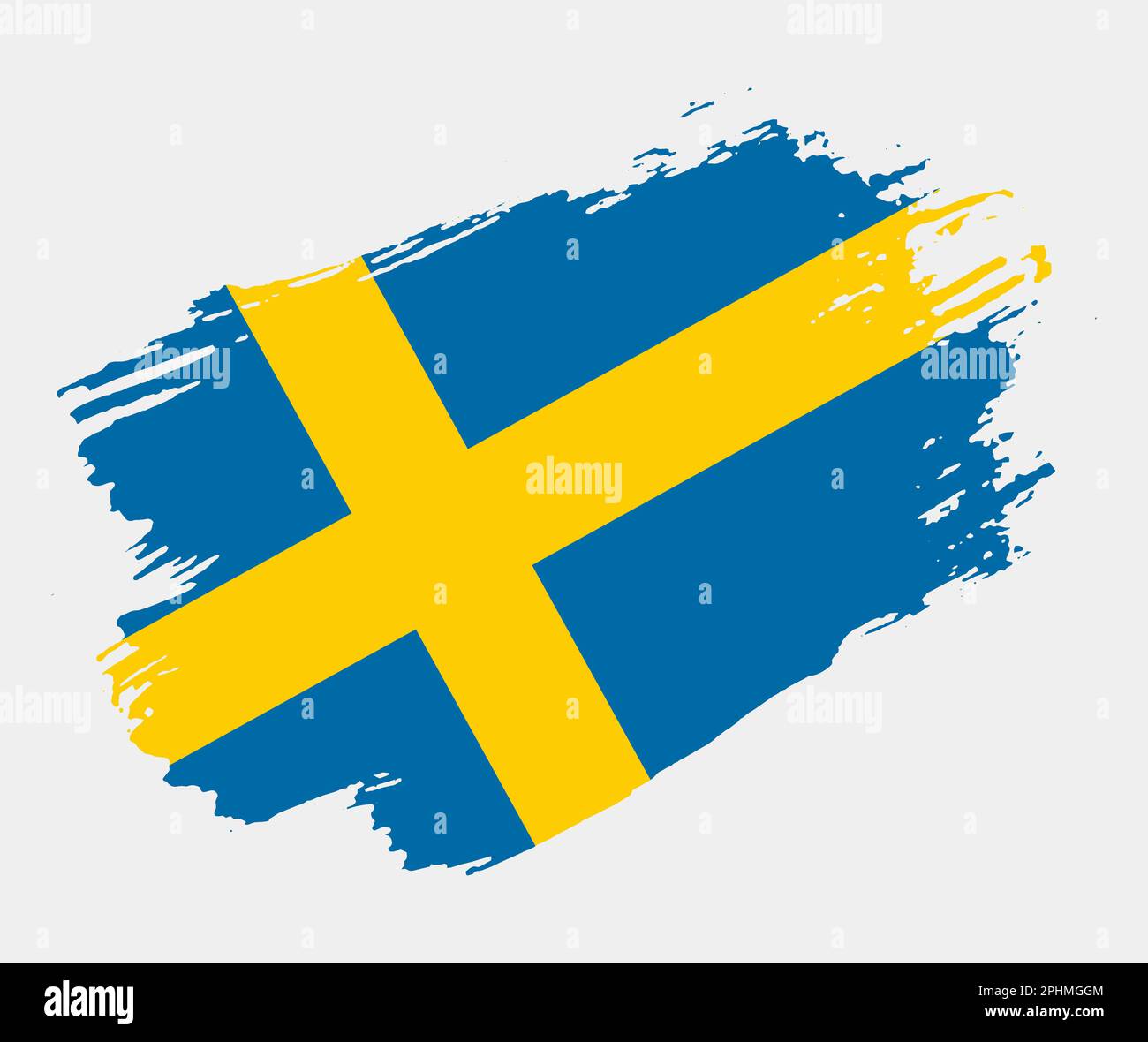 Grunge artistique drapeau de la Suède isolé sur fond blanc. Texture élégante du drapeau national Illustration de Vecteur