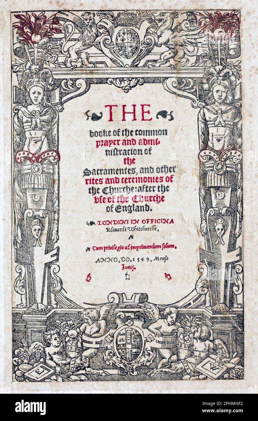 LIVRE ANGLAIS DE PRIÈRE COMMUNE 1549 - page de titre Banque D'Images