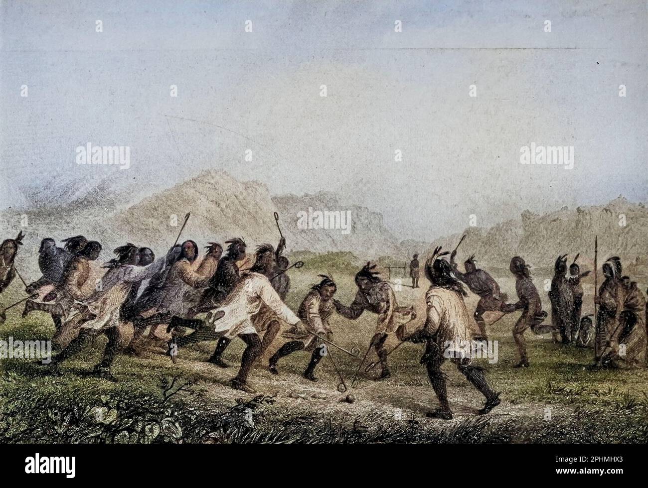 Indian Game of ball tiré du livre « The Song of Hiawatha » de Longfellow, Henry Wadsworth, 1807-1882 Date de publication 1898 Éditeur Chicago, S. C. Andrews Banque D'Images