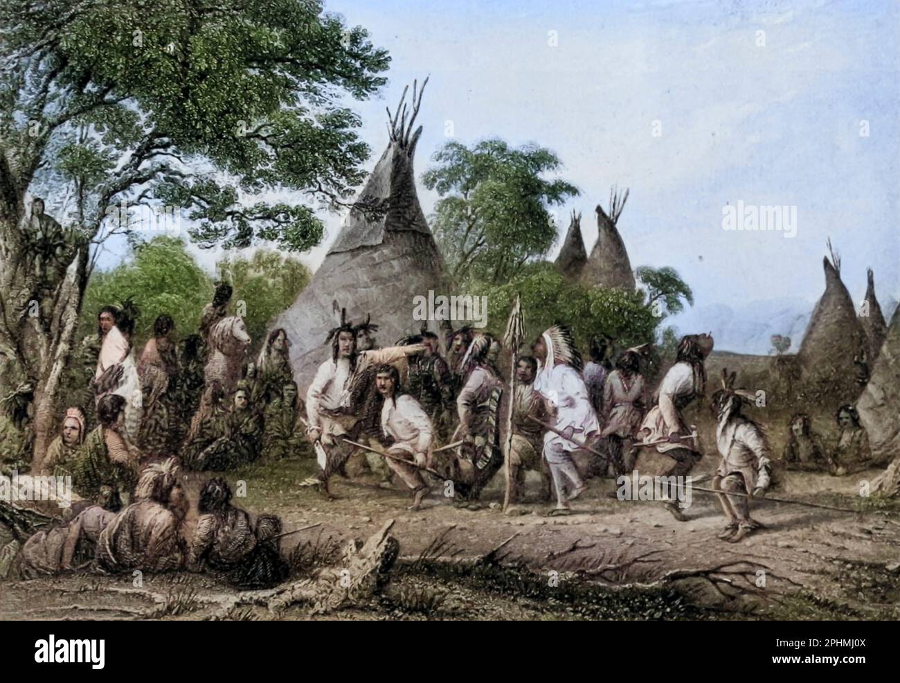 Dog Dance of the Sioux Indian Braves tiré du livre « The Song of Hiawatha » de Longfellow, Henry Wadsworth, 1807-1882 Date de publication 1898 Éditeur Chicago, S. C. Andrews Banque D'Images