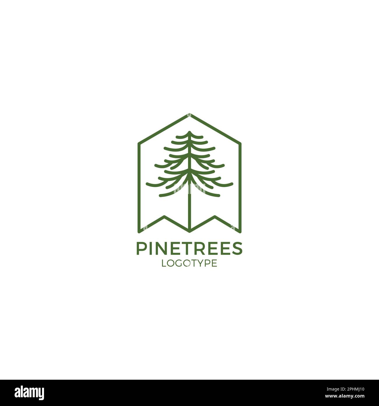 Pendentif arbre de pin avec dessin vectoriel d'icône de logo de style linéaire et emblème Illustration de Vecteur