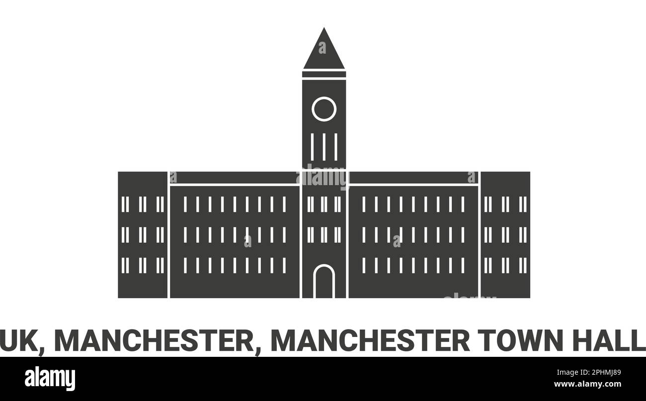 Angleterre, Manchester, hôtel de ville de Manchester, illustration vectorielle de voyage Illustration de Vecteur