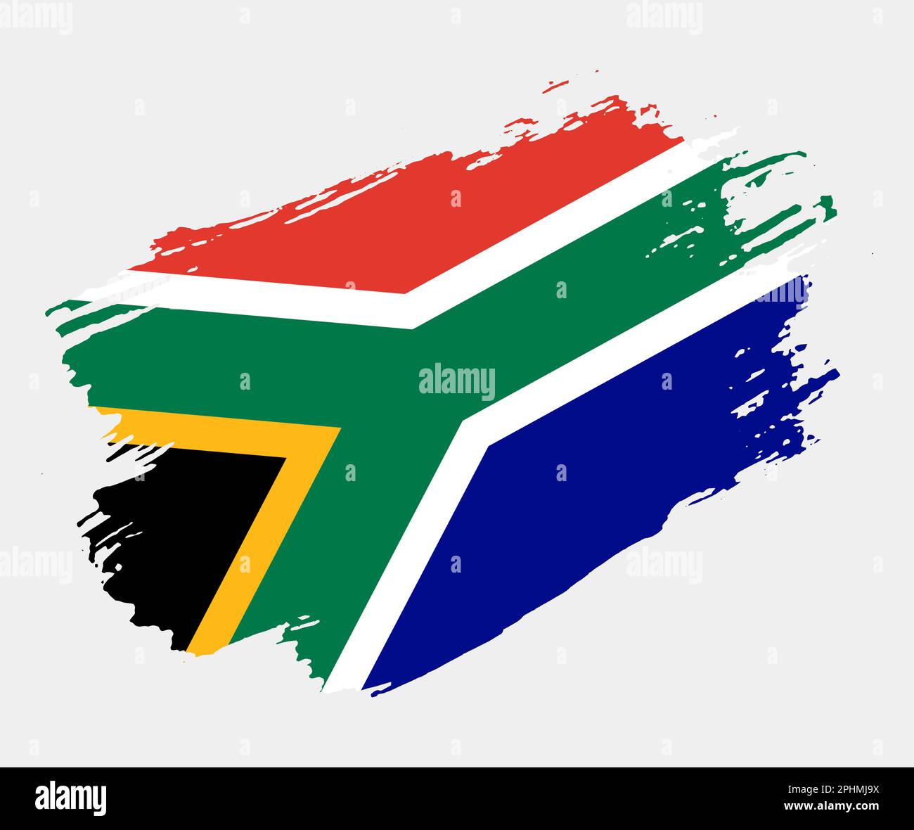 Grunge artistique drapeau brush de l'Afrique du Sud isolé sur fond blanc. Texture élégante du drapeau national Illustration de Vecteur