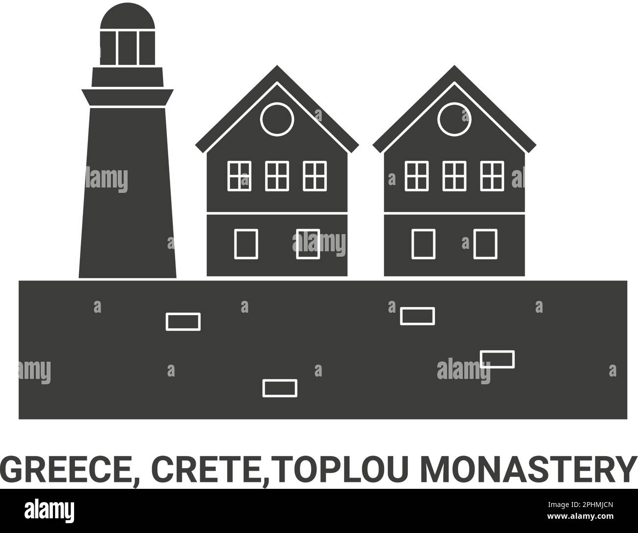 Grèce, Crète, Monastère de Toplou, illustration vectorielle de voyage Illustration de Vecteur