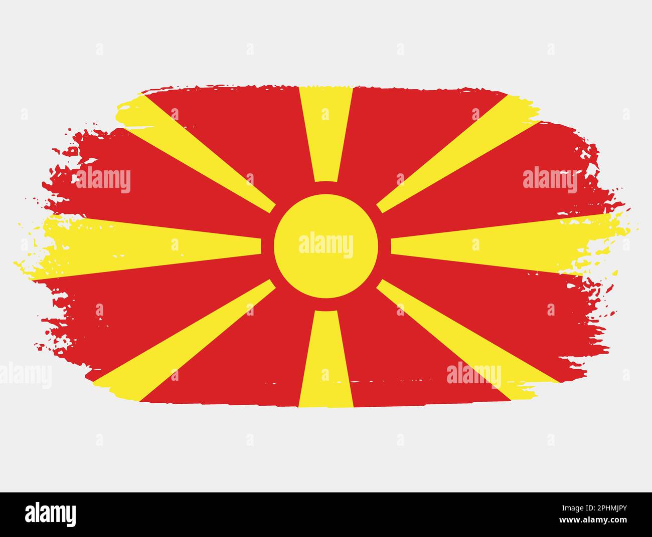 Grunge artistique drapeau à pinceau de la Macédoine du Nord isolé sur fond blanc. Texture élégante du drapeau national Illustration de Vecteur