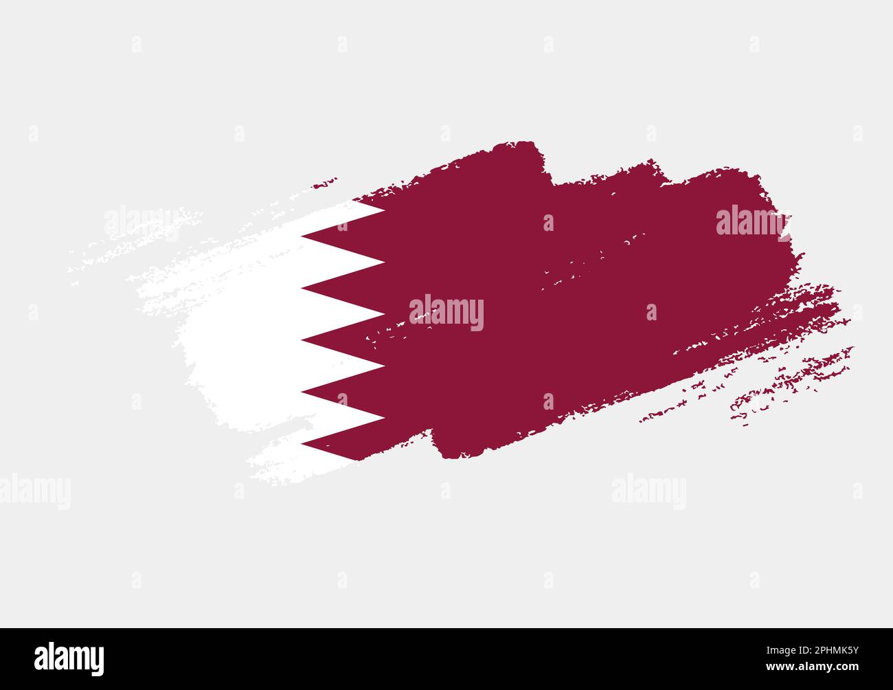Grunge artistique drapeau de pinceau du Qatar isolé sur fond blanc. Texture élégante du drapeau national Illustration de Vecteur