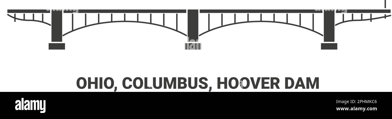 États-Unis, Ohio, Columbus, barrage Hoover, illustration vectorielle de voyage Illustration de Vecteur