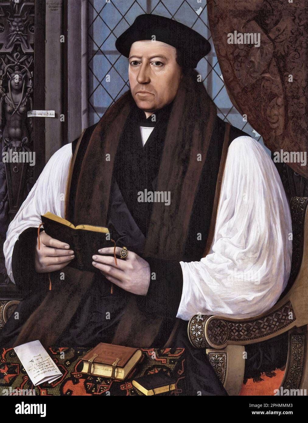 THOMAS CRANMER (1489-1556), Archevêque de Canterbury, tenant une copie du premier Livre anglais de la prière commune i 1545 Banque D'Images