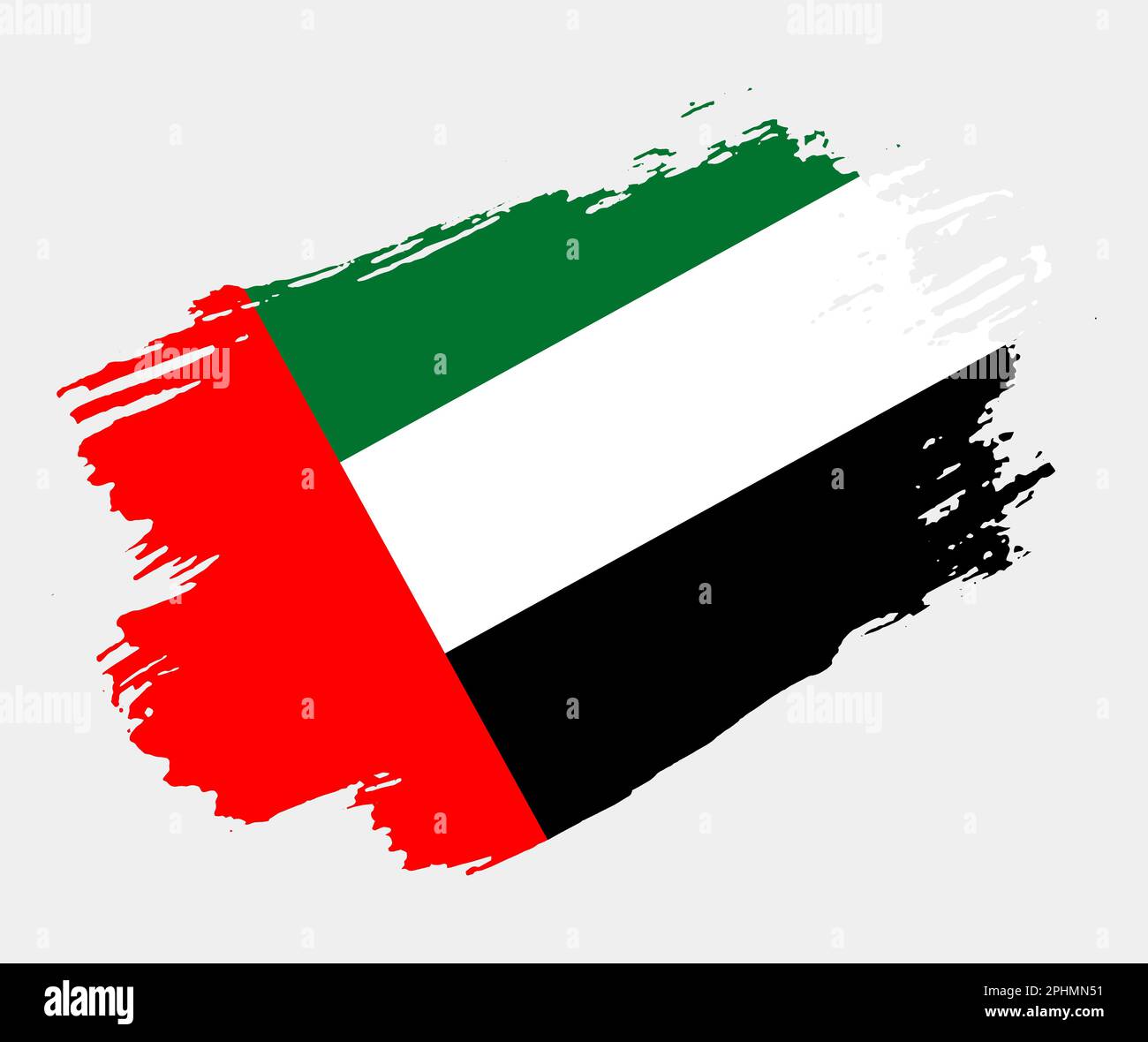 Grunge artistique drapeau brush des Émirats arabes Unis isolés sur fond blanc. Texture élégante du drapeau national Illustration de Vecteur