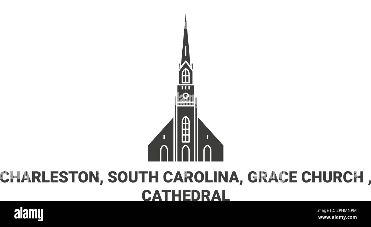 Etats-Unis, Charleston, Caroline du Sud, Grace Church , Cathedral Travel illustration vectorielle Illustration de Vecteur