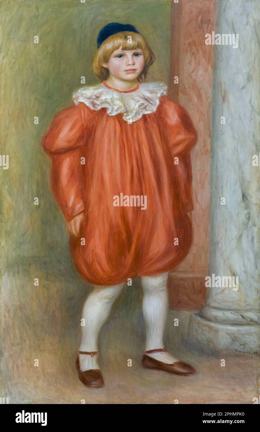 Claude Renoir dans Clown Costume, portrait peint à l'huile sur toile par Pierre Auguste Renoir, 1909 Banque D'Images