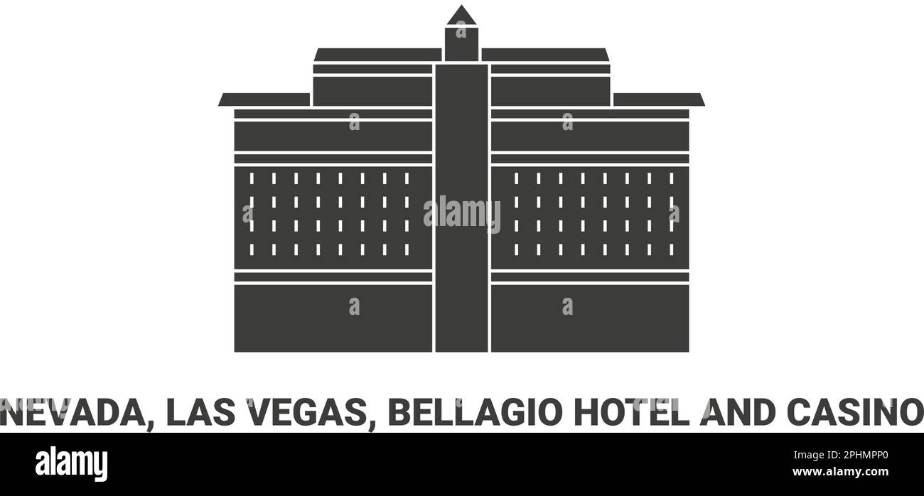 Etats-Unis, Nevada, Las Vegas, Bellagio Hôtel et Casino, illustration de vecteur de voyage Illustration de Vecteur