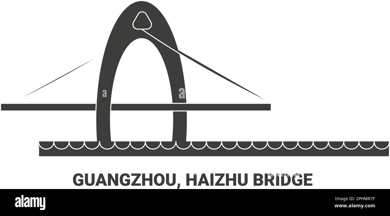 Chine, Guangzhou, Pont Haizhu, illustration vectorielle de voyage Illustration de Vecteur