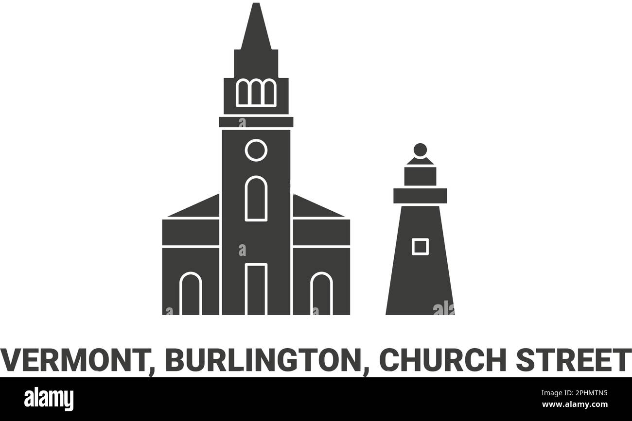 États-Unis, Vermont, Burlington, Church Street, illustration vectorielle de voyage Illustration de Vecteur