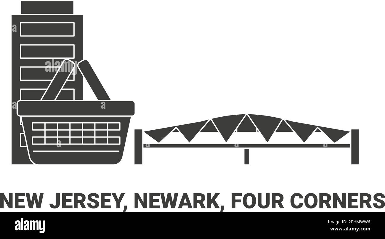 Etats-Unis, New Jersey, Newark, four Corners, illustration vectorielle de voyage Illustration de Vecteur