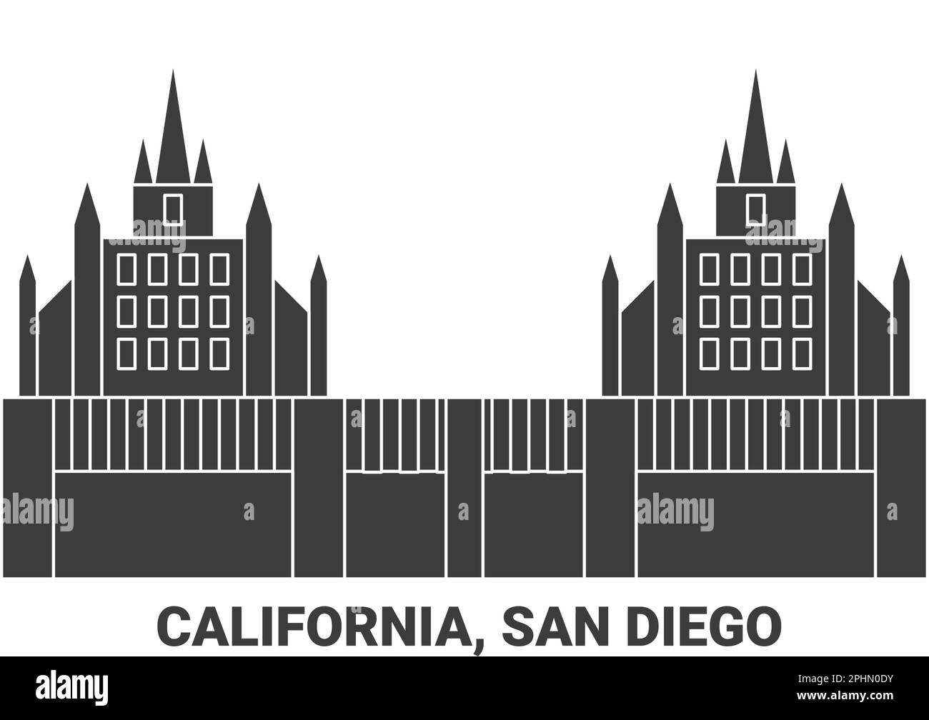 Illustration vectorielle de voyage aux États-Unis, en Californie et à San Diego Illustration de Vecteur