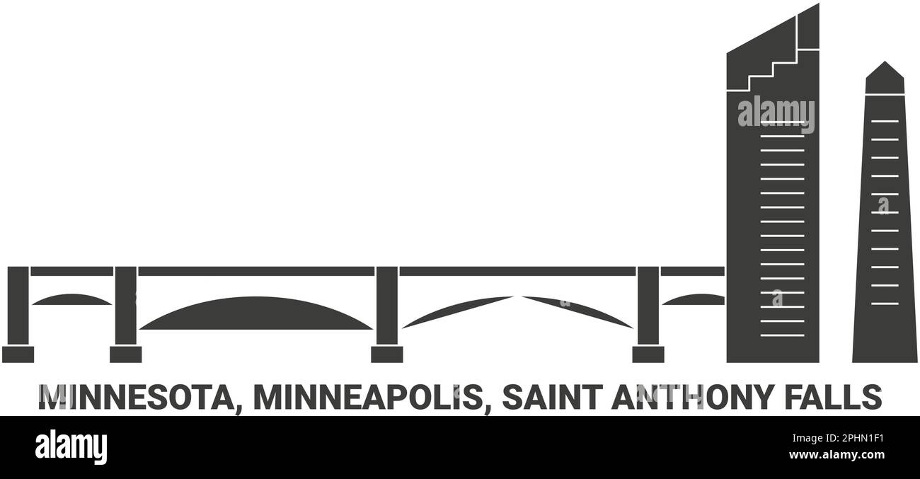 États-Unis, Minnesota, Minneapolis, Saint Anthony Falls, illustration vectorielle de voyage Illustration de Vecteur