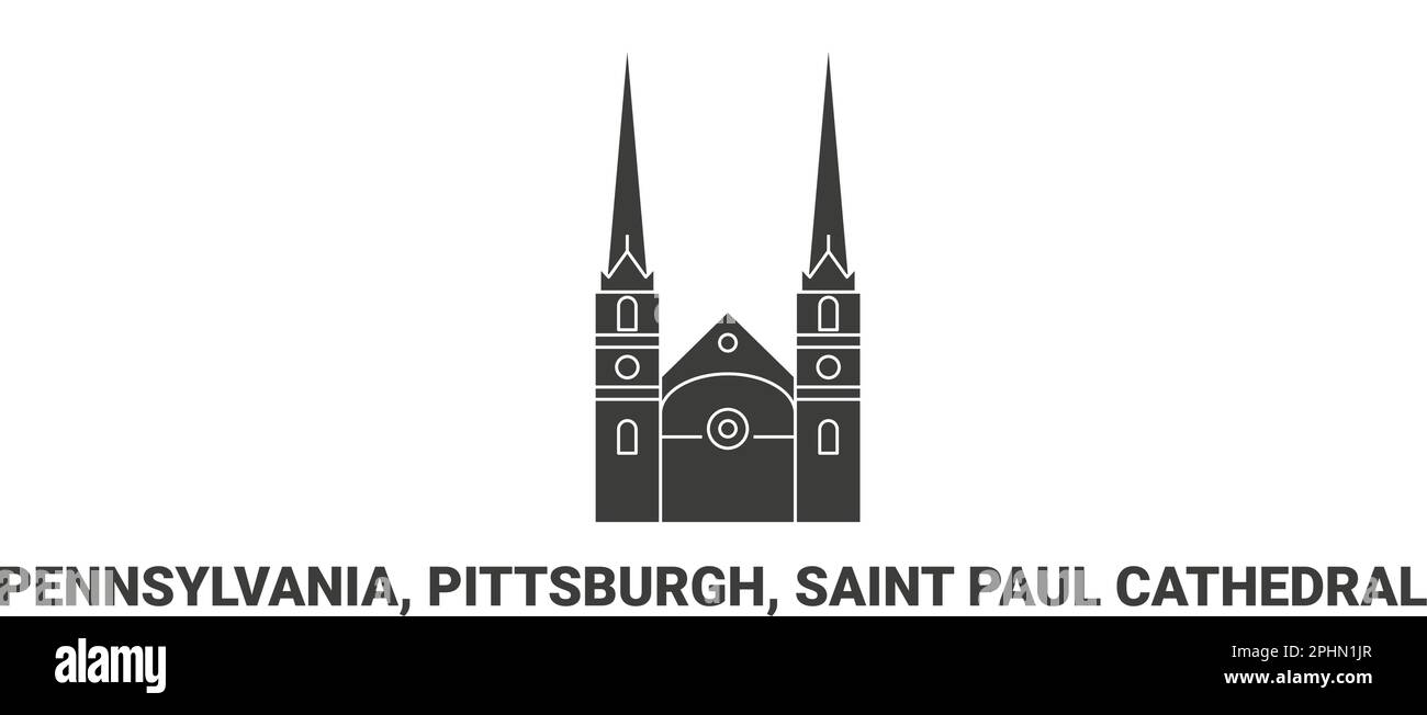 États-Unis, Pennsylvanie, Pittsburgh, cathédrale Saint-Paul, illustration vectorielle de voyage Illustration de Vecteur