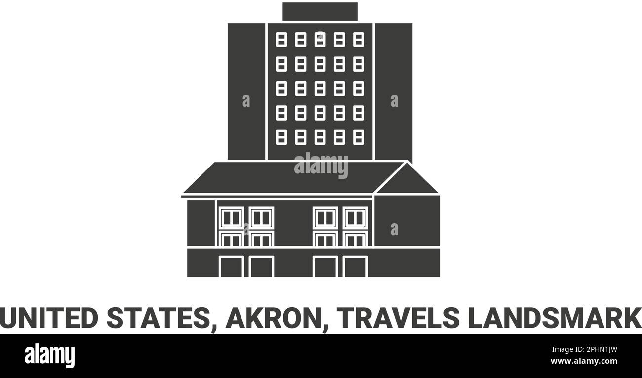 États-Unis, Akron, Travels Landsmark, illustration du vecteur de repère de voyage Illustration de Vecteur