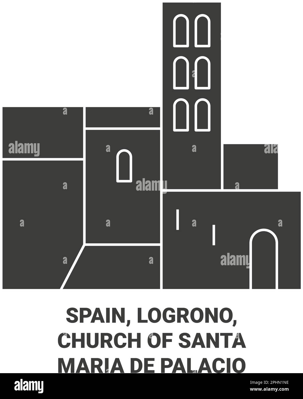 Espagne, Logrono, église de Santa Mara de Palacio illustration vectorielle de voyage Illustration de Vecteur